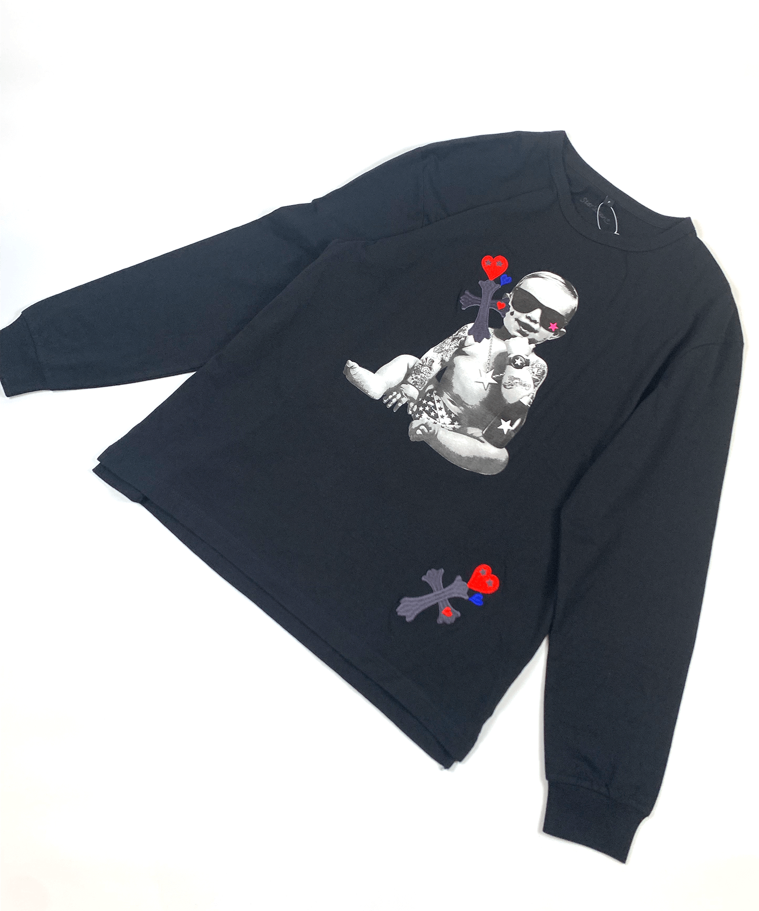 STARLEAN　CROSS BABY LONG T-SHIRT (ブラック)