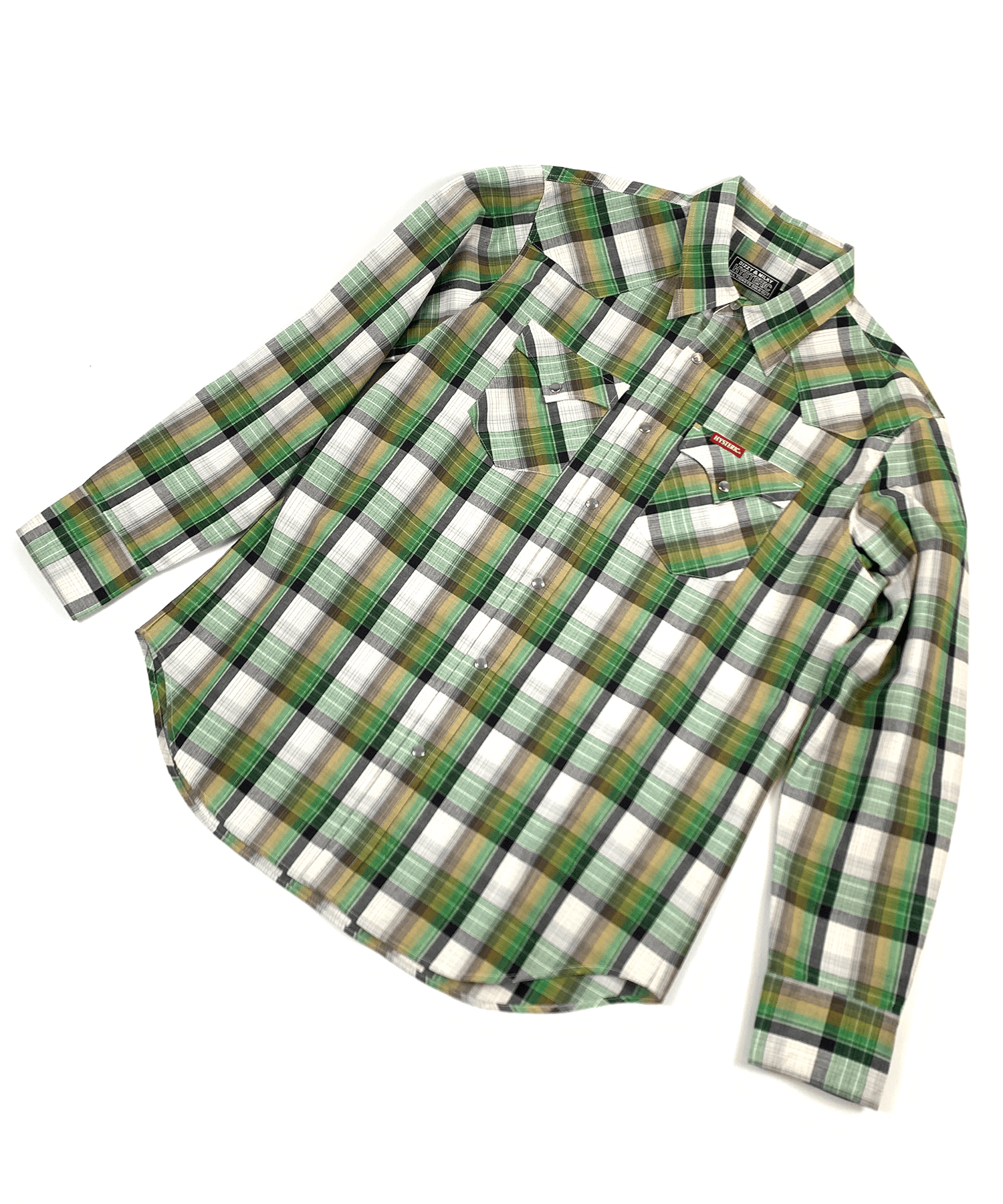 HYSTERIC GLAMOUR ロゴ刺繍 ラメチェックウエスタンシャツ