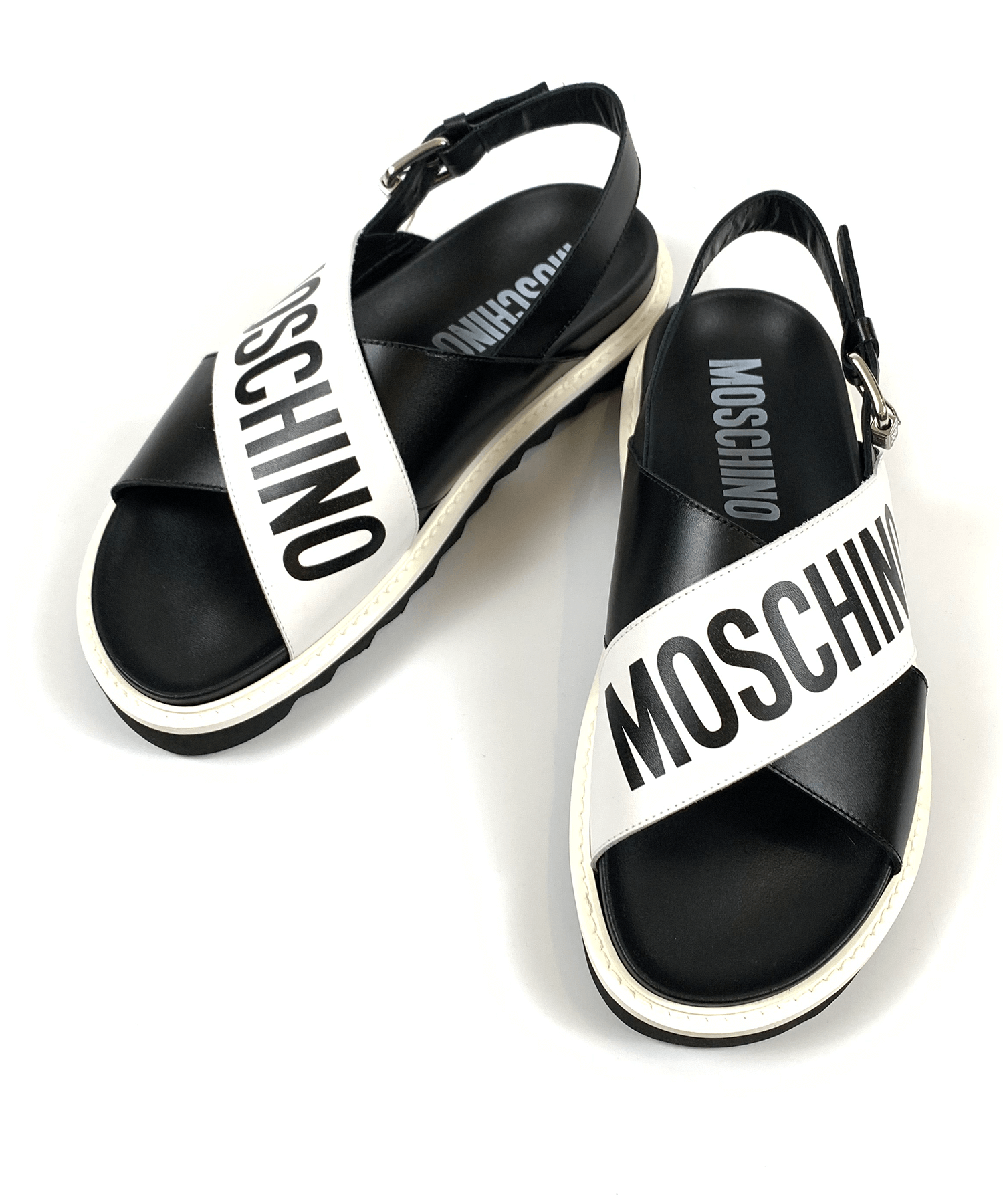 MOSCHINO RUBBER LOGO カーフスキン サンダル